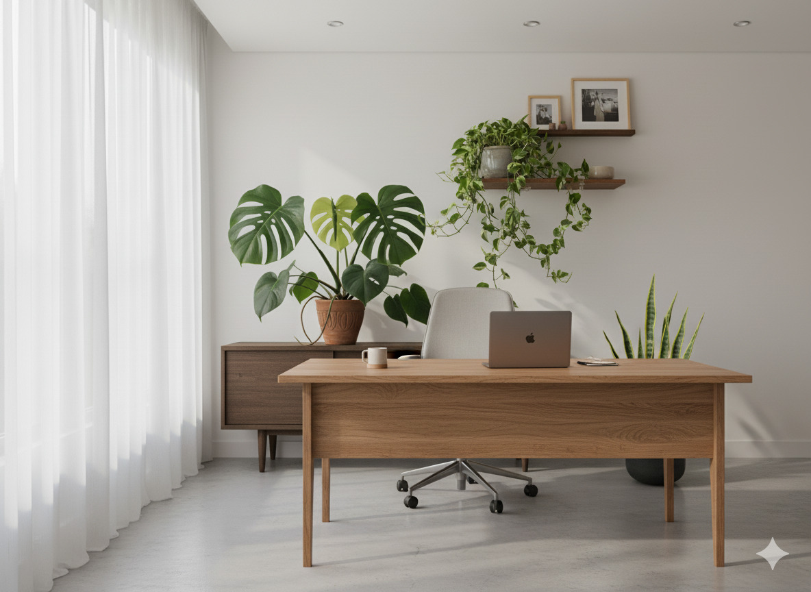 Plants in office workspace